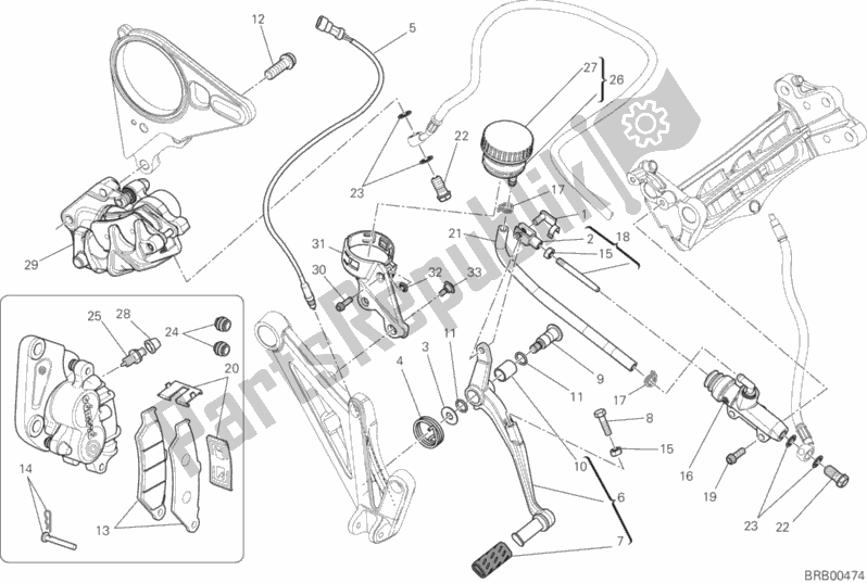 Todas las partes para Sistema De Freno Trasero de Ducati Diavel Titanium 1200 2015